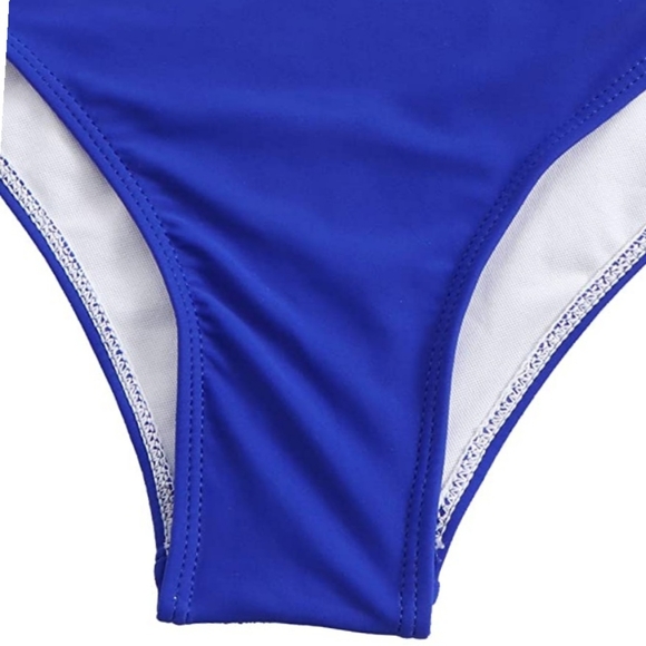 NWT SweatyRocks Women's XL Colorblock One Shoulder Cutout One Piece Swimsuit - Picture 4 of 5